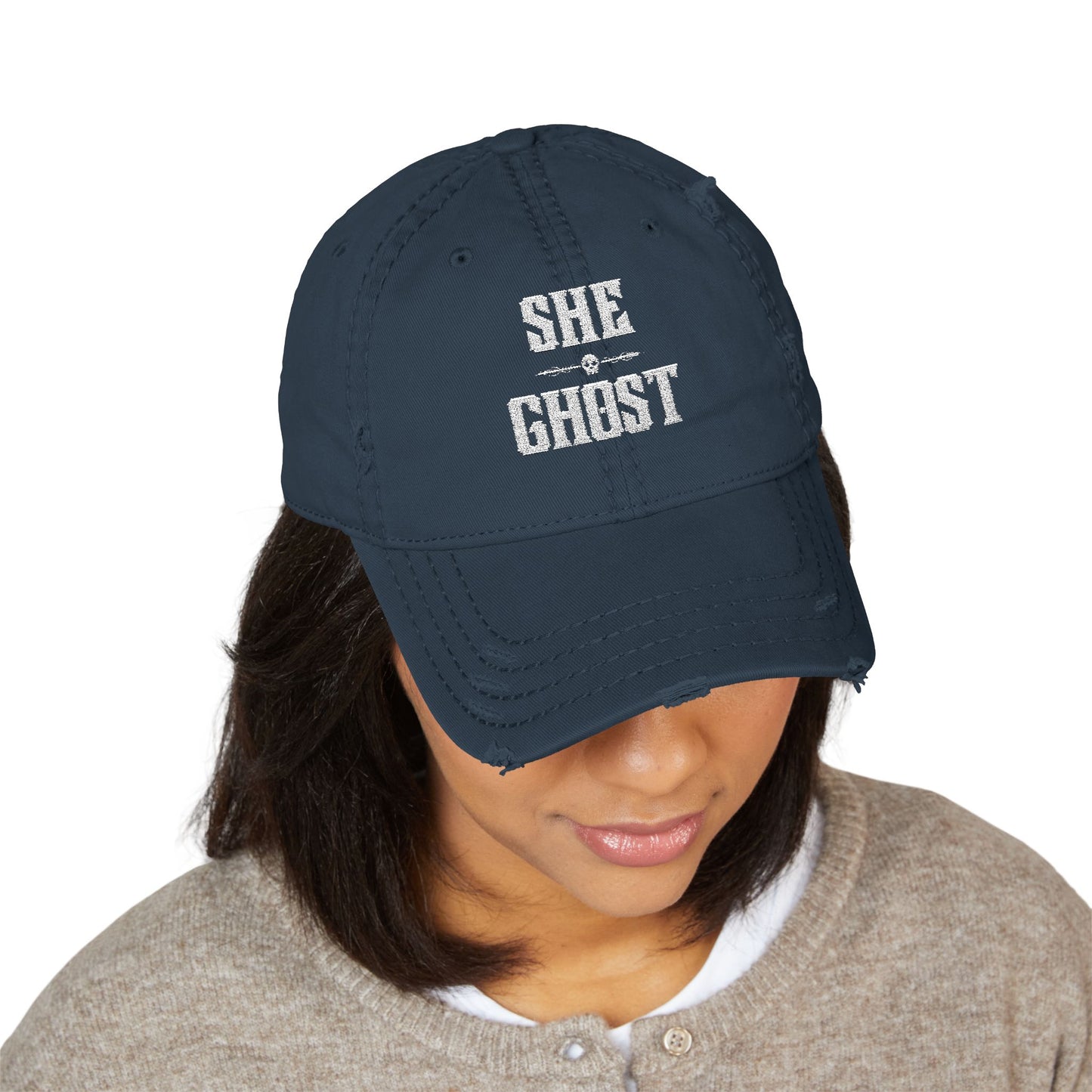 She Ghost Distressed Hat (Embroidery)