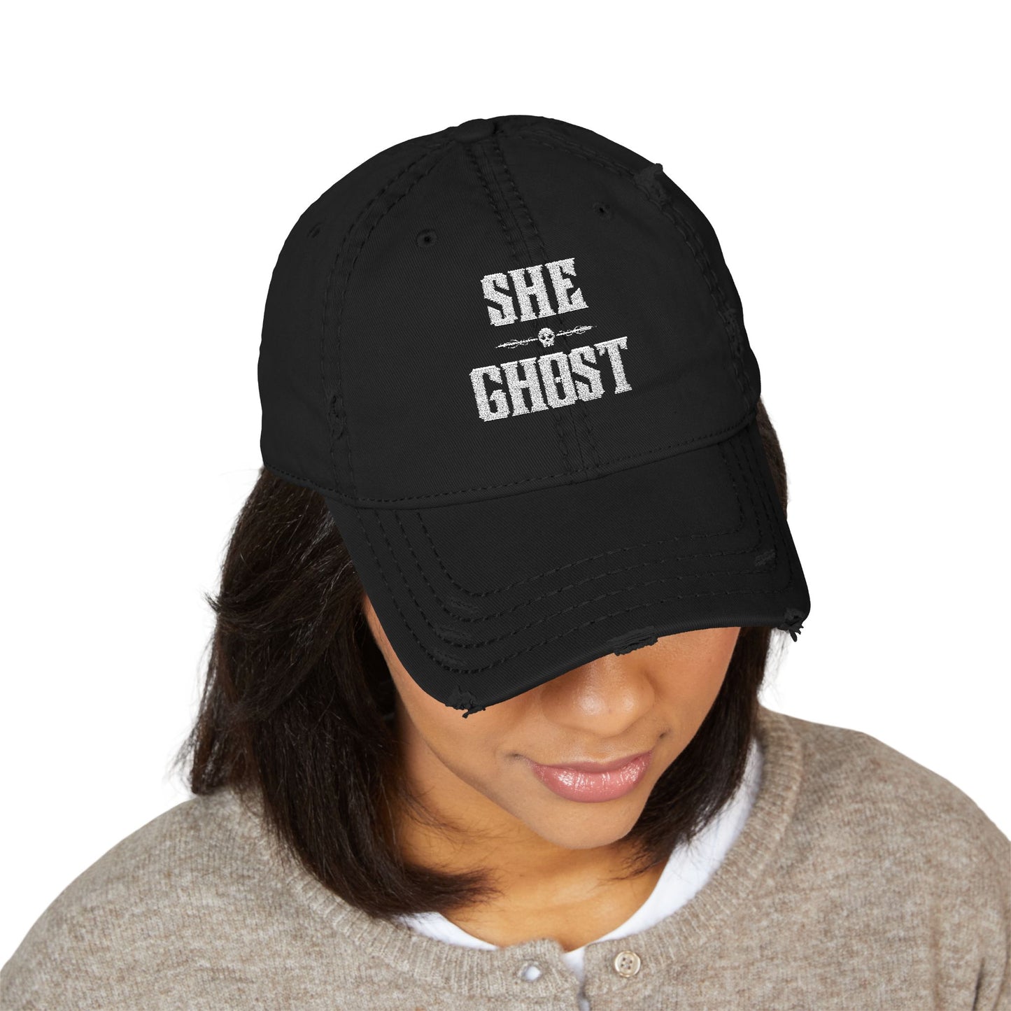 She Ghost Distressed Hat (Embroidery)