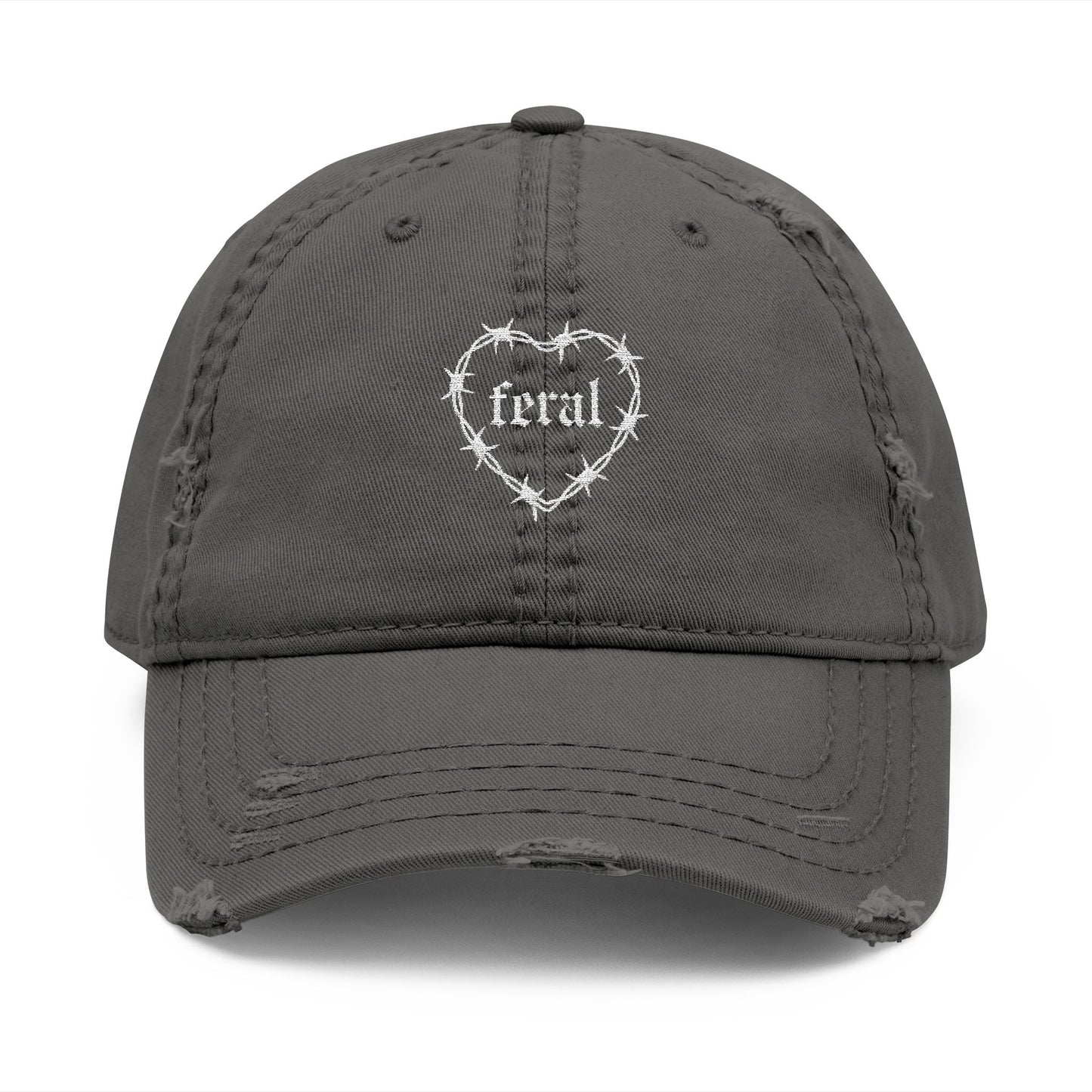 Feral Distressed Hat (White  Embroidery)
