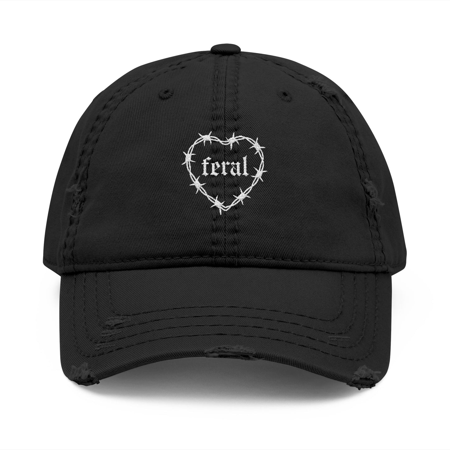 Feral Distressed Hat (White  Embroidery)