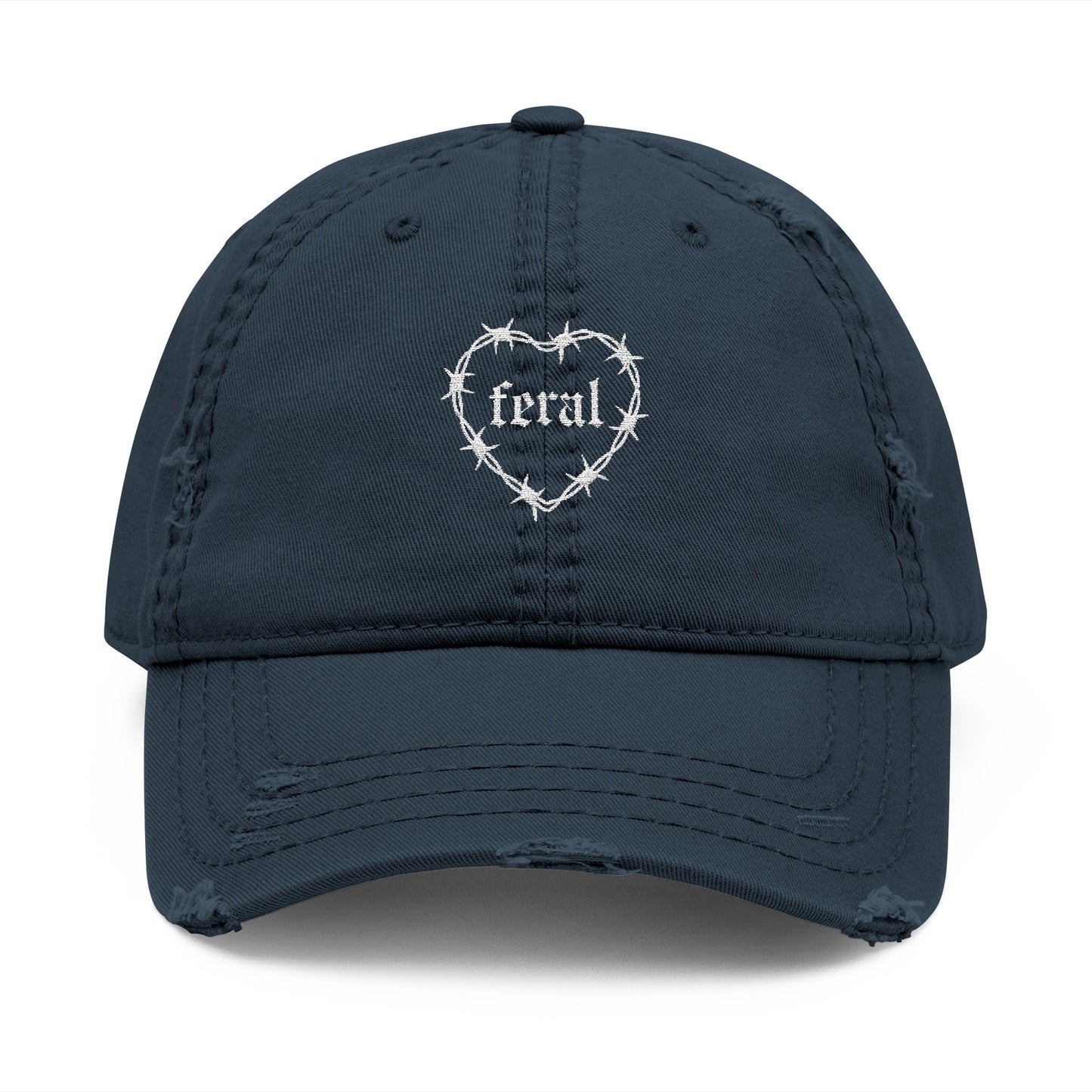 Feral Distressed Hat (White  Embroidery)