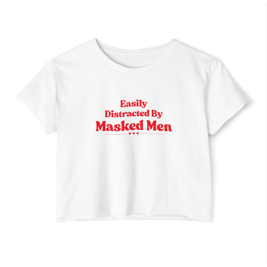 Distracted by Masked Men Crop Top