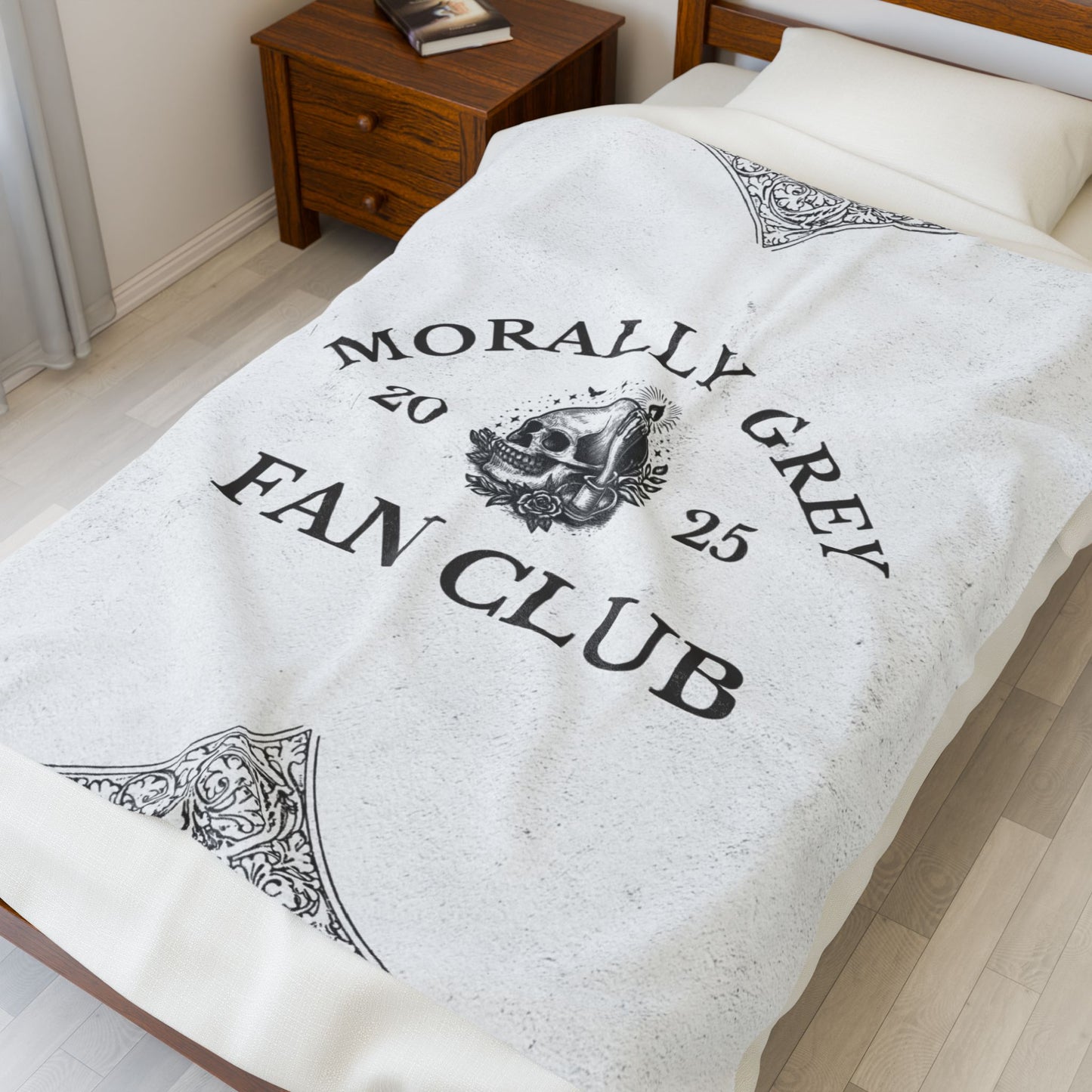 Morally Grey Velveteen Plush Blanket