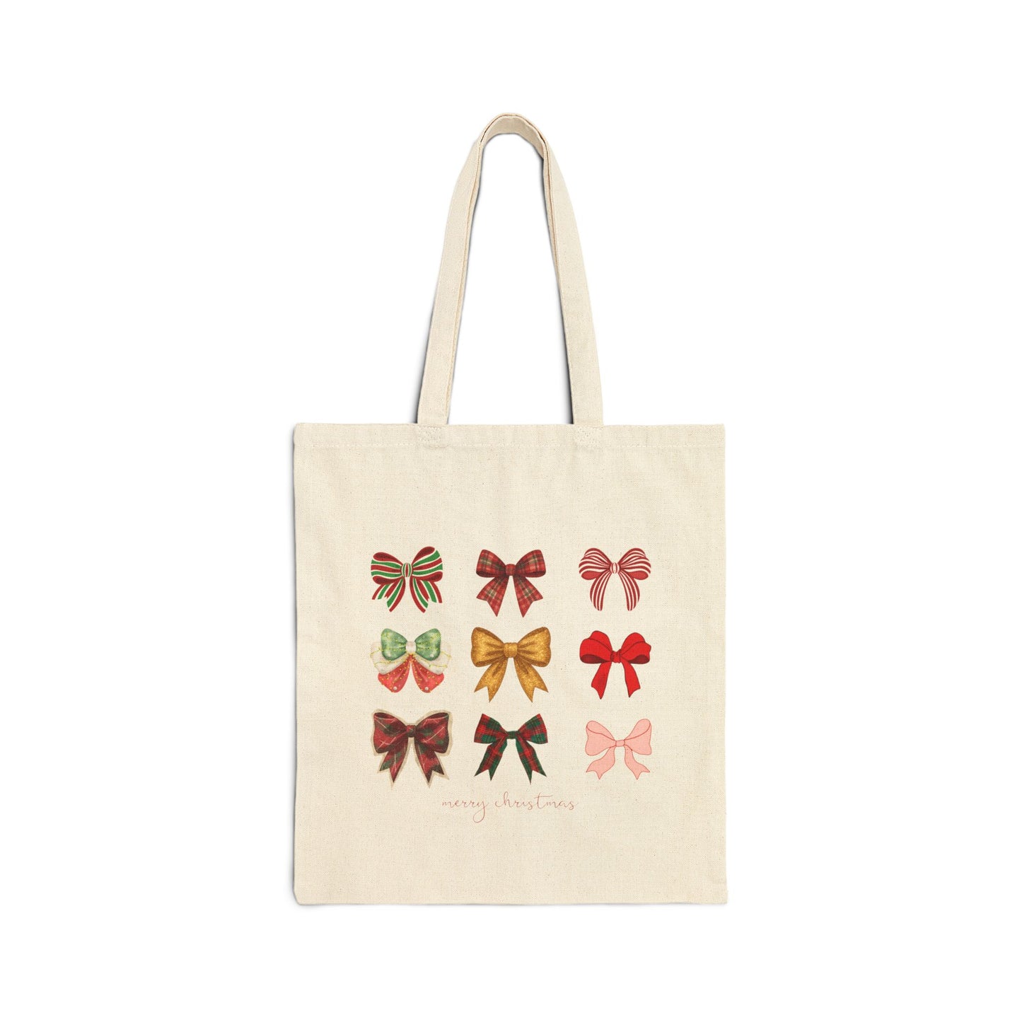 Christmas Bows Cotton Canvas Tote Bag