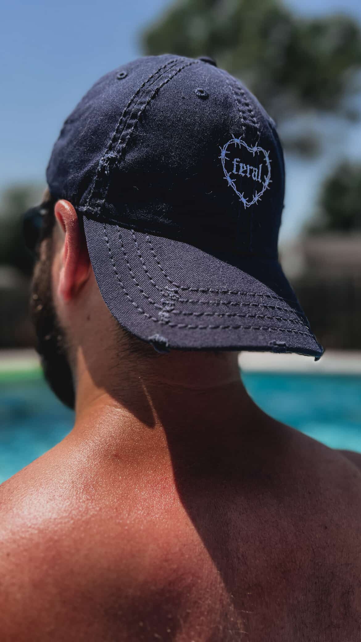 Feral Distressed Hat (White  Embroidery)