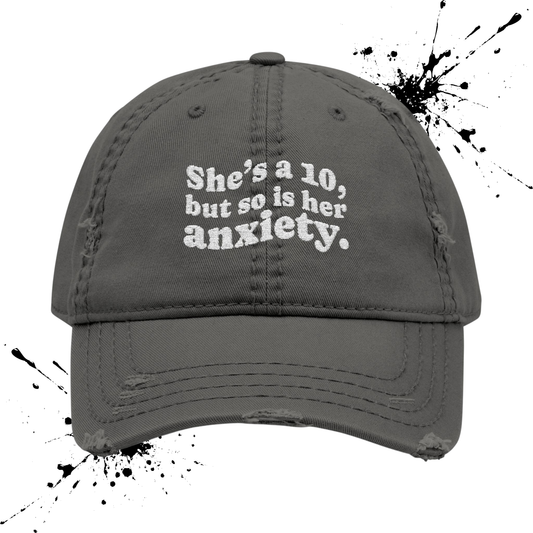 She's a 10 Distressed Hat (Embroidered)