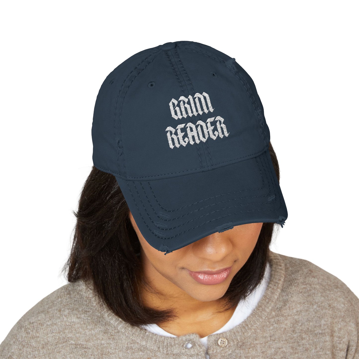 Grim Reader Distressed Hat (Embroidery)